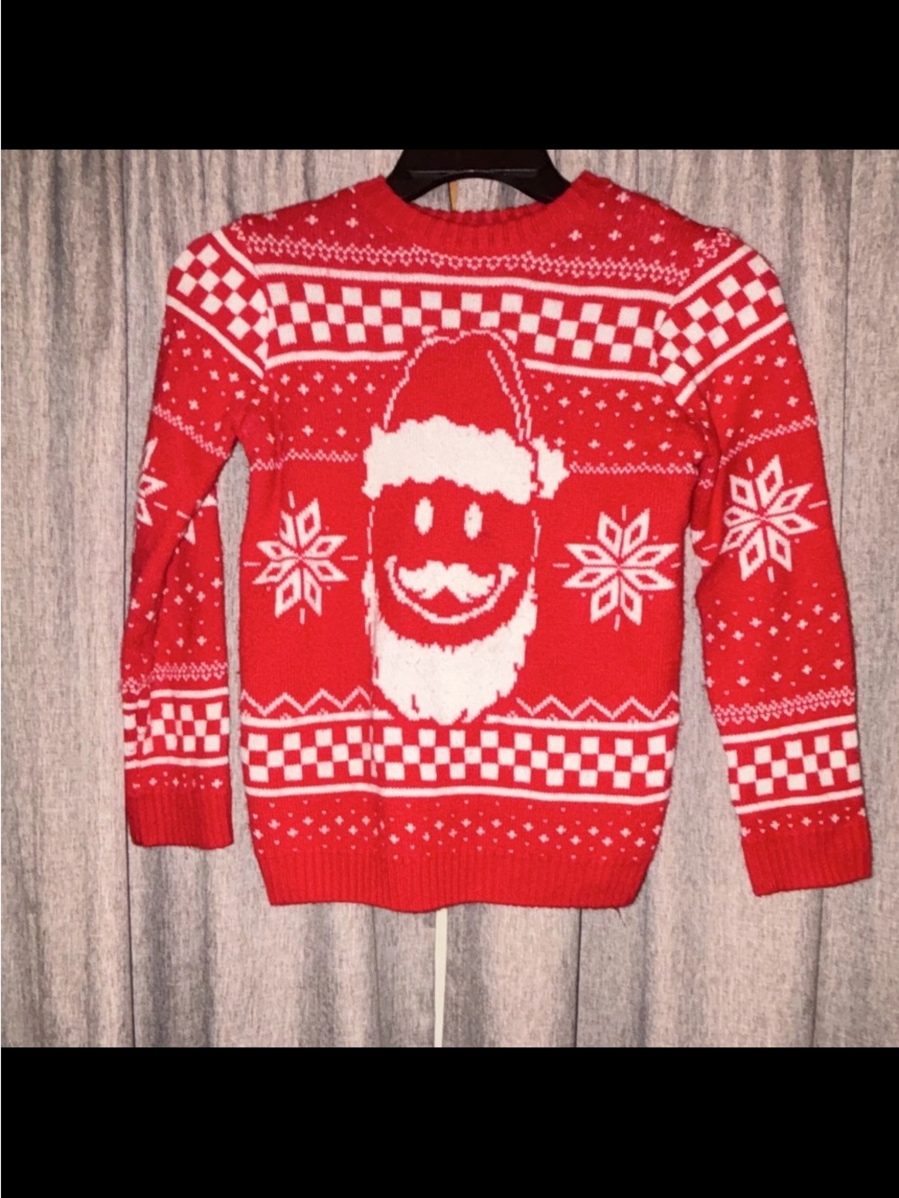 Holiday Time Red and White Santa Crewneck Sweater